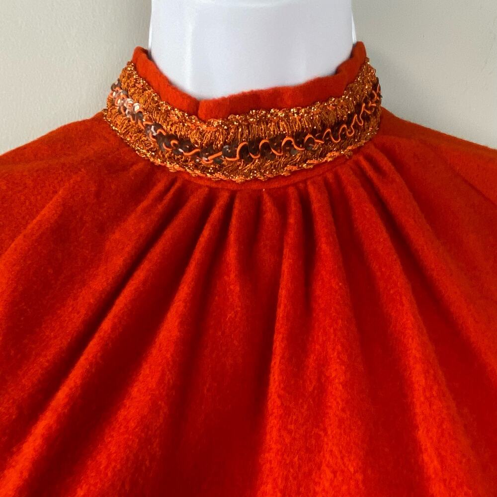 Vintage 2 Piece 60s 70s Retro Orange Tunic & Pants Set Medium - Picture 6 of 16